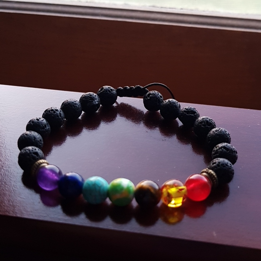 7 Chakras Lava Stone Bracelet